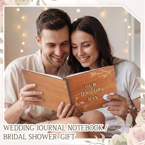 Rustic Wooden Wedding Guest Book Memory Book for Wedding Wooden Cover Photo Scrapbook Rustic Keepsake Guestbook with Stickers for Reception Anniversary Bridal Shower Engagement Supplies in Saudi Arabia