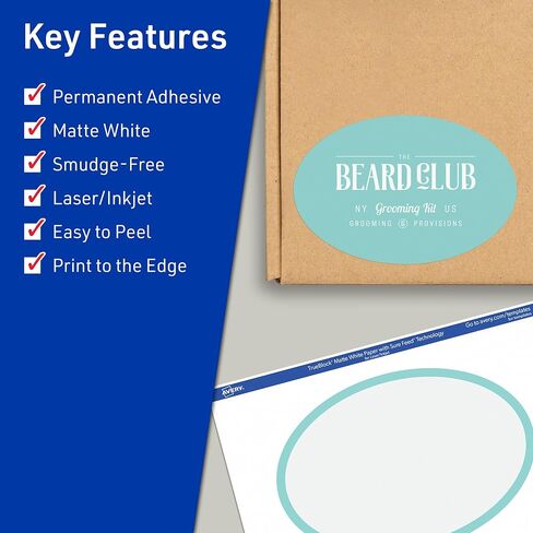 Avery TrueBlock Matte White Oval Labels, Sure Feed Technology, 4" x 6", 100 Matte White Labels, Print-to-The-Edge, Laser/Inkjet Printable, Great for Packaging and Product Merchandising in Saudi Arabia