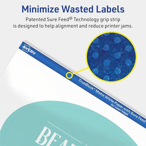 Avery TrueBlock Matte White Oval Labels, Sure Feed Technology, 4" x 6", 100 Matte White Labels, Print-to-The-Edge, Laser/Inkjet Printable, Great for Packaging and Product Merchandising in Saudi Arabia