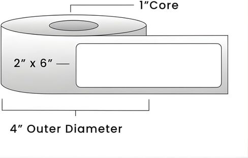 2" x 6" Direct Thermal Labels, 270 Labels (Single Roll), Perforated, 1" Core, 4" OD, Compatible with Rollo, Zebra, Munbyn, Nelko Printers in Saudi Arabia