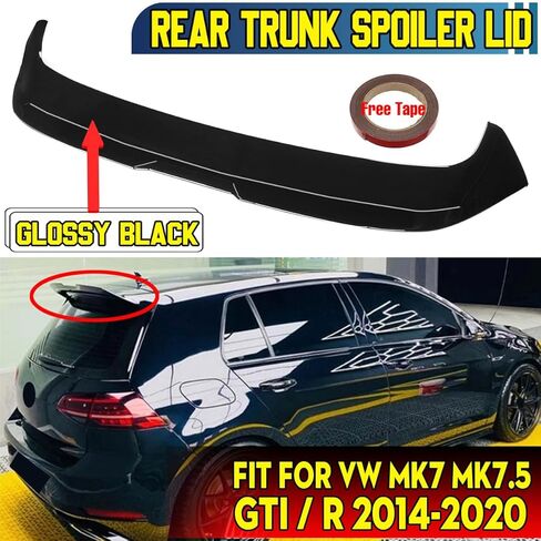 غطاء سبويلر خلفي متوافق مع VW MK7 MK7.5 GTI/R 2014-2020 غطاء سبويلر خلفي، أسود لامع in Kuwait