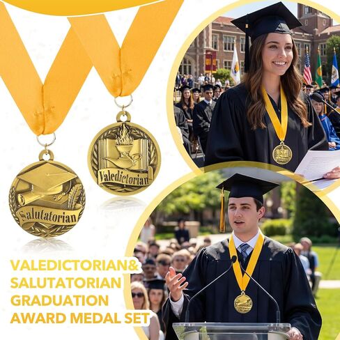 كينينج قطعتان من ميدالية جائزة التخرج من Valedictorian Salutatorian على شريط ذهبي من Grosgrain لعام 2026 لطلاب التخرج والتعليم المدرسي والأكاديميين ومستلزمات الحفلات in Saudi Arabia