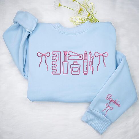 Custom Nail Tech Sweatshirt, Personalized Manicurist Sweater, Salon Crewneck, Graduation Gift for Beauty Professional, Appreciation Week Present in Saudi Arabia
