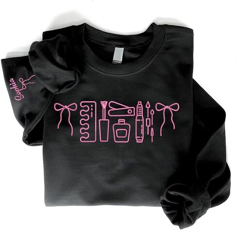 Custom Nail Tech Sweatshirt, Personalized Manicurist Sweater, Salon Crewneck, Graduation Gift for Beauty Professional, Appreciation Week Present in Saudi Arabia