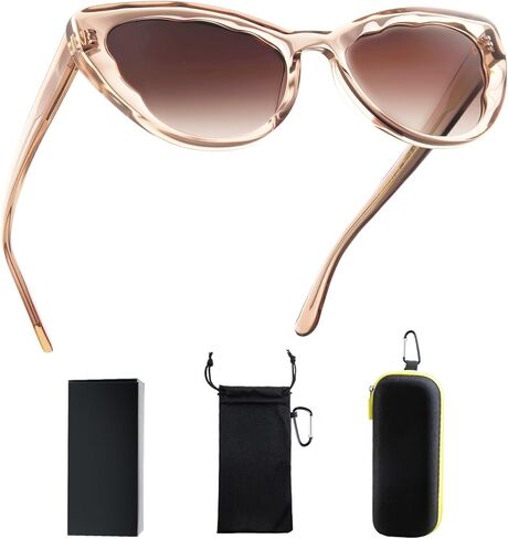 THUNY Retro Cat Eye Sunglasses UV400 Protection for Women，Trendy Gradient Petals Frame Polarized Cateye Sunglasses Women in Saudi Arabia