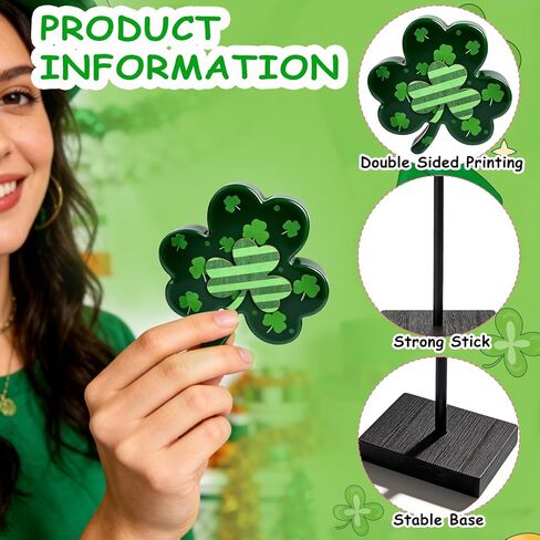 ديكورات يوم القديس باتريك ديكورات شارمروك ديكورات يوم القديس باتريك لطاولة ديكور صينية متدرجة، زخارف شامروك خشبية علامة خشبية أيرلندية محظوظة للمنزل الداخلي in Kuwait