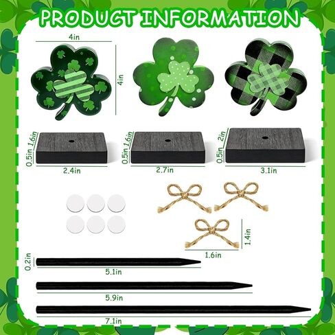 ديكورات يوم القديس باتريك ديكورات شارمروك ديكورات يوم القديس باتريك لطاولة ديكور صينية متدرجة، زخارف شامروك خشبية علامة خشبية أيرلندية محظوظة للمنزل الداخلي in Kuwait