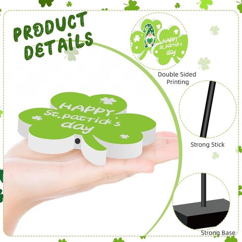 ديكورات يوم القديس باتريك، 3 قطع من اللافتات الخشبية المحظوظة لقطع ديكور يوم القديس باتريك، ديكور طاولة القديس باتريك القائم بذاته للعطلات الأيرلندية لصينية الحفلات المنزلية in Kuwait