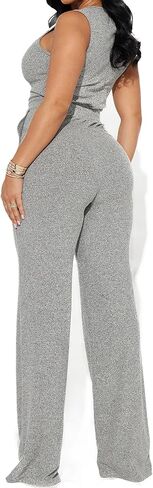 Women's Lightweight Knit Jumpsuit Sleeveless Wide Leg Romper with Pockets Breathable Summer Lounge One Piece Outfit in Saudi Arabia