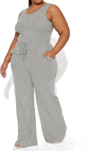 Women's Lightweight Knit Jumpsuit Sleeveless Wide Leg Romper with Pockets Breathable Summer Lounge One Piece Outfit in Saudi Arabia