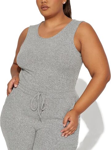 Women's Lightweight Knit Jumpsuit Sleeveless Wide Leg Romper with Pockets Breathable Summer Lounge One Piece Outfit in Saudi Arabia