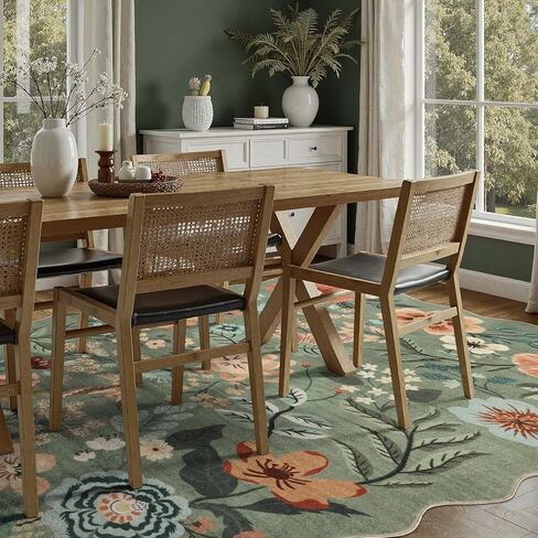 DCX Vintage Floral Rug 5x7, Washable Sage Green Rug for Living Room, Kid & Pet Friendly with Rubber Back Non Slip, Soft Low Pile Carpet, Stain Resistant Rug for Bedroom, Nursery, Dining Room in Saudi Arabia