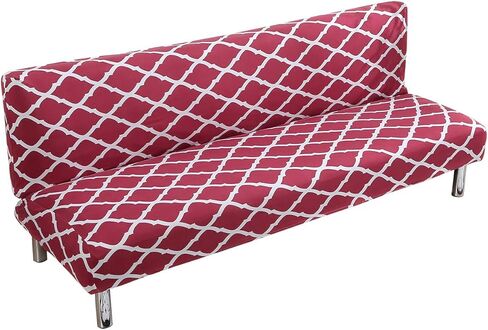 MIFXIN Armless Sofa Bed Cover Stretch Spandex Futon Slipcover Folding Couch Non-Armrest Sofa Furniture Protector for 3 Seater Full Size Black Folding Sofa Bed Without Armrests (Printed-01) in Saudi Arabia