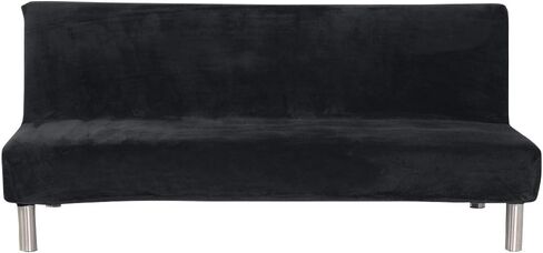 MIFXIN Armless Sofa Bed Cover Stretch Spandex Futon Slipcover Folding Couch Non-Armrest Sofa Furniture Protector for 3 Seater Full Size Black Folding Sofa Bed Without Armrests (Printed-01) in Saudi Arabia
