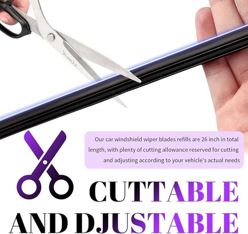 8PCS 26" Car Wiper Blade Inserts Refill,Adjustable Boneless Car Wiper Blade Refills Restore Windshield Clarity,Essential Cars Windshield Wipers Rubber Replacement in Saudi Arabia
