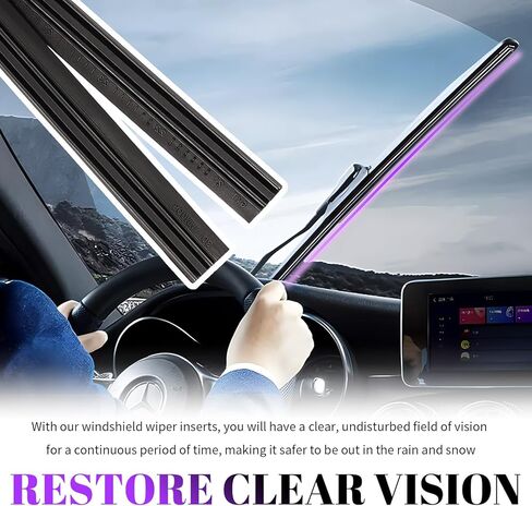 8PCS 26" Car Wiper Blade Inserts Refill,Adjustable Boneless Car Wiper Blade Refills Restore Windshield Clarity,Essential Cars Windshield Wipers Rubber Replacement in Saudi Arabia