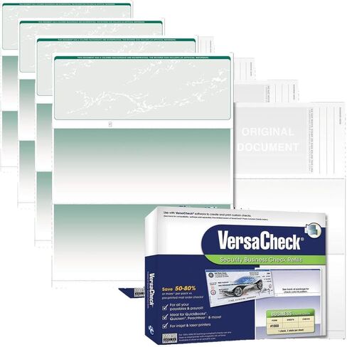 VersaCheck Secure Checks - 500 شيك قسيمة أعمال فارغة - Green Prestige - 500 ورقة نموذج #1000 - تحقق في الأعلى in Kuwait