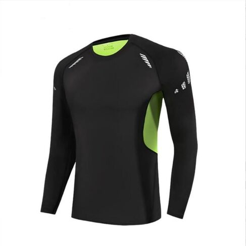 Men's Sports Shirts Running Quick Drying Clothes High Stretch Workout Top for Basketball Training Fitness(Black-A) in Saudi Arabia