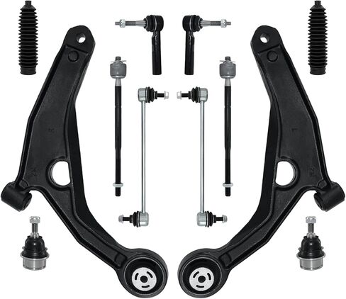 12Pcs Suspension Kit Front Lower Control Arms Ball Joints Sway Bar Tie Rod End Link Replacement for 2011-14 Chrysler 200 2008-14 Dodge Avenger 2007-10 Chrysler Sebring Sedan Only in Saudi Arabia
