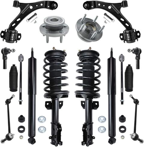 محور ديترويت - الدعامات الأمامية ممتص الصدمات الخلفي محور العجلة يحمل أذرع التحكم السفلية وقضبان التعادل الخارجية الداخلية مع استبدال وصلات قضيب التأرجح لـ 2005-2010 Ford Mustang - مجموعة 16 قطعة in Kuwait