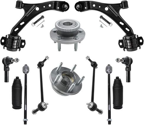 محور ديترويت - الدعامات الأمامية ممتص الصدمات الخلفي محور العجلة يحمل أذرع التحكم السفلية وقضبان التعادل الخارجية الداخلية مع استبدال وصلات قضيب التأرجح لـ 2005-2010 Ford Mustang - مجموعة 16 قطعة in Kuwait