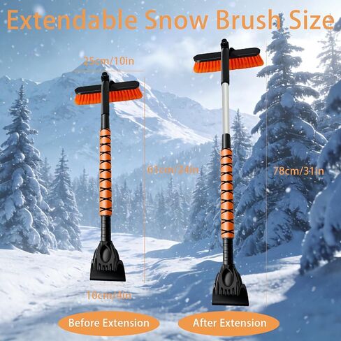 فرشاة ثلج وكاشطات ثلج مقاس 31 بوصة للزجاج الأمامي للسيارة، وفرشاة ثلج قابلة للتمديد مع قبضة إسفنجية ورأس فرشاة محورية 360 درجة للسيارات والشاحنات وسيارات الدفع الرباعي، وإكسسوارات السيارات الشتوية القابلة للفصل لإزالة الثلوج in Kuwait