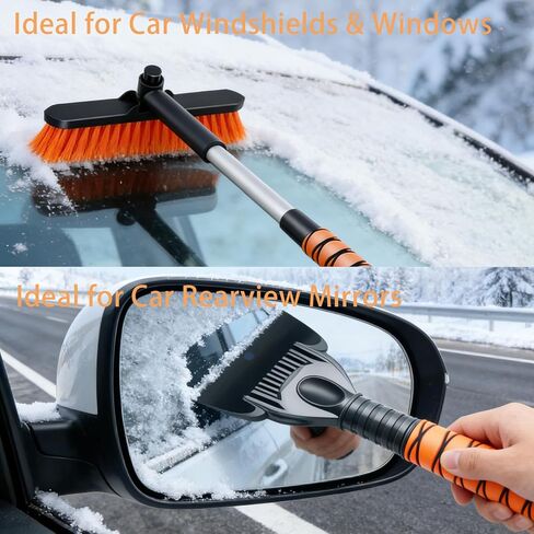 فرشاة ثلج وكاشطات ثلج مقاس 31 بوصة للزجاج الأمامي للسيارة، وفرشاة ثلج قابلة للتمديد مع قبضة إسفنجية ورأس فرشاة محورية 360 درجة للسيارات والشاحنات وسيارات الدفع الرباعي، وإكسسوارات السيارات الشتوية القابلة للفصل لإزالة الثلوج in Kuwait