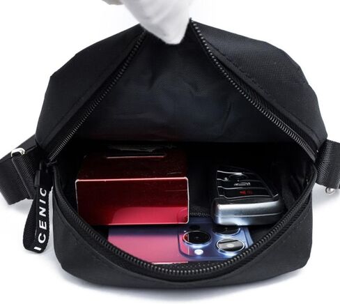 Men Handbag Nylon Portable Casual Shoulder Bag Business Crossbody(Black) in Saudi Arabia