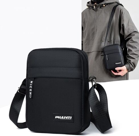 Men Handbag Nylon Portable Casual Shoulder Bag Business Crossbody(Black) in Saudi Arabia