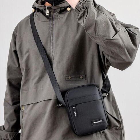 Men Handbag Nylon Portable Casual Shoulder Bag Business Crossbody(Black) in Saudi Arabia