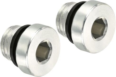 PATIKIL M10 * 1.25 قابس تركيب الأنابيب ذات الرأس السداسي الداخلي، 2 حزمة خيط ذكر 45 # قابس مقبس فولاذي مع حلقة لإحكام الإغلاق لنهايات الأنابيب النهائية in Kuwait