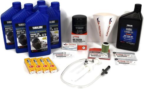 PWCParts 2006+ F150 F150B F150XB F150XA F150LB F150XCA F150LB 2.7L I-4 Fits Yamaha Outboard Oil Change 10W30 FC 4M Lower Unit Gear Lube Kit w/Pump, NGK Spark Plugs LFR5A-11 Maintenance Kit in Kuwait