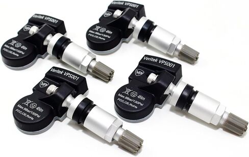 Set of 4 Veritek VPS001 TPMS 433mhz Tire Pressure Sensors for BMW Mini Replaces 36106877937 w/Silver Aluminum Valve Stems Aftermarket Replacement in Saudi Arabia