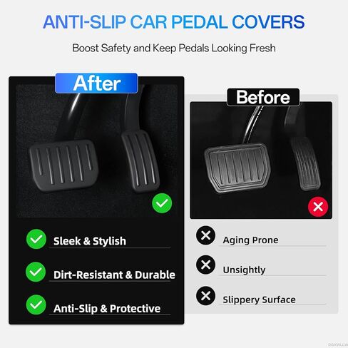 أغطية دواسات لسيارة Tesla Model Y Juniper 2026 2025 / Y 2024 2023، موديل 3 2023، أغطية غاز الفرامل الألومنيوم غير القابلة للانزلاق، ملحقات غطاء وسادات دواسة القدم بدون حفر، أسود in Kuwait