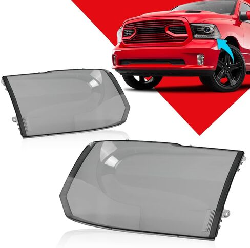 CHEDA Headlight Cover Black Housing Clear Corner Headlight Head Lamps Cover Smokey Compatible with Dodge Ram 1500 2009-2018, 2500 3500 2010, 2500 3500 4500 5500 2011-2018 in Saudi Arabia
