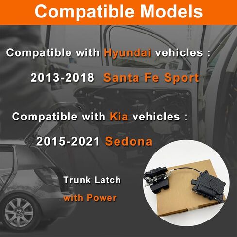 صندوق السيارة متوافق مع 2013-2018 Santa Fe Sport، 2015-2021 Sedona مع مجموعة مزلاج قفل الباب الخلفي الكهربائي in Saudi Arabia