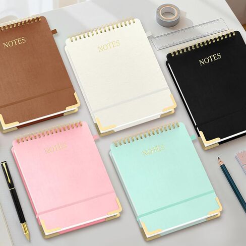 Aesthetic Top Spiral Notebook, A4 Large Linen Hardcover Top Bound Steno Pads, 240 Pages 100gsm Thick Lined Paper Left Handed Notebook Journal for Work, School, Church Writing - Green, 8.5" x 11" in Kuwait