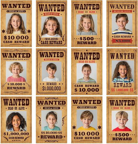OBUSATT 60 Pcs Western Wanted Theme Cutouts West Cowboy Cowgirl Bulletin Board Decorations Wanted Photo Paper Cut-Outs Classroom Decor for Boy Girl Classroom DIY Craft Photo School Door Supplies West in Saudi Arabia