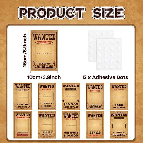 OBUSATT 60 Pcs Western Wanted Theme Cutouts West Cowboy Cowgirl Bulletin Board Decorations Wanted Photo Paper Cut-Outs Classroom Decor for Boy Girl Classroom DIY Craft Photo School Door Supplies West in Saudi Arabia