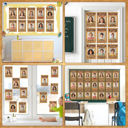 OBUSATT 60 Pcs Western Wanted Theme Cutouts West Cowboy Cowgirl Bulletin Board Decorations Wanted Photo Paper Cut-Outs Classroom Decor for Boy Girl Classroom DIY Craft Photo School Door Supplies West in Saudi Arabia