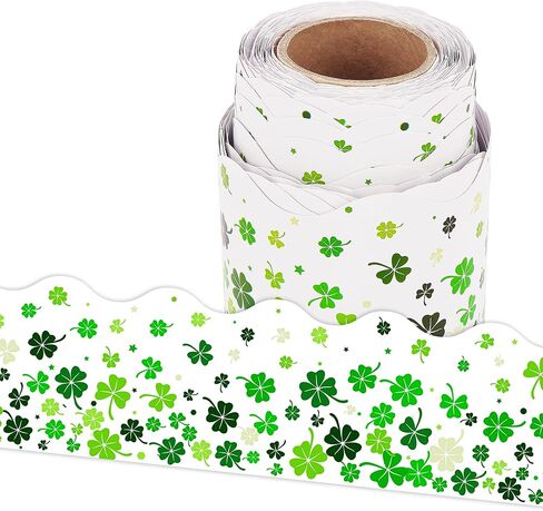 36 Ft St. Patrick's Day Bulletin Board Border Roll, Shamrock Bulletin Border Clover Border Trim for St. Patricks Day Irish Party Holiday Classroom Office Bulletins Board Wall Decor in Saudi Arabia