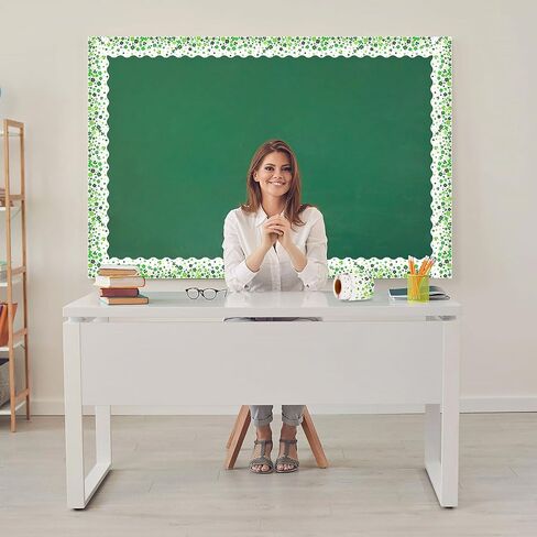 36 Ft St. Patrick's Day Bulletin Board Border Roll, Shamrock Bulletin Border Clover Border Trim for St. Patricks Day Irish Party Holiday Classroom Office Bulletins Board Wall Decor in Saudi Arabia