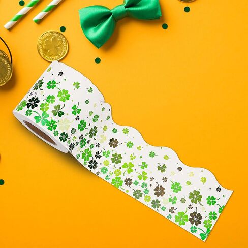 36 Ft St. Patrick's Day Bulletin Board Border Roll, Shamrock Bulletin Border Clover Border Trim for St. Patricks Day Irish Party Holiday Classroom Office Bulletins Board Wall Decor in Saudi Arabia