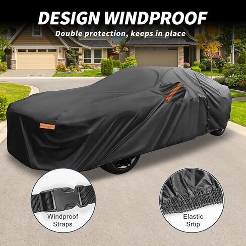 X AUTOHAUX Car Cover Outdoor Waterproof Sun Rain Snow Hail Protection with Left Side Door Zipper 210D-PU for Ford for Mustang in Saudi Arabia