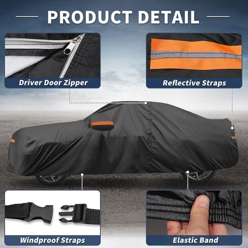 X AUTOHAUX Car Cover Outdoor Waterproof Sun Rain Snow Hail Protection with Left Side Door Zipper 210D-PU for Ford for Mustang in Saudi Arabia