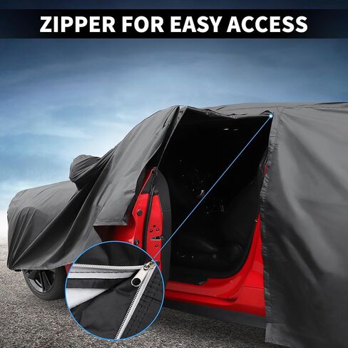 X AUTOHAUX Car Cover Outdoor Waterproof Sun Rain Snow Hail Protection with Left Side Door Zipper 210D-PU for Ford for Mustang in Saudi Arabia