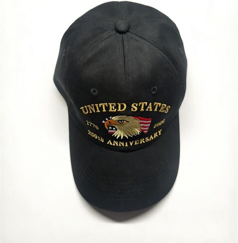 قبعة الولايات المتحدة الأمريكية للذكرى السنوية الـ 250 لعام 1776-2026 قبعة بيسبول مطرزة على شكل نسر وطني، قبعة للجنسين مغسولة بتصميم كلاسيكي قابلة للتعديل للرجال والنساء، هدية تذكارية أمريكية للوطنيين والمحاربين القدامى باللون الأسود in Kuwait