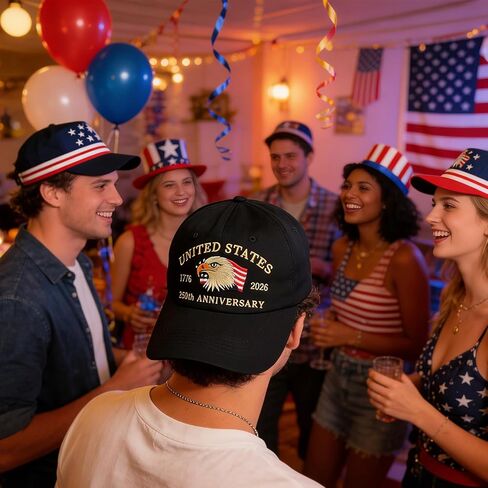قبعة الولايات المتحدة الأمريكية للذكرى السنوية الـ 250 لعام 1776-2026 قبعة بيسبول مطرزة على شكل نسر وطني، قبعة للجنسين مغسولة بتصميم كلاسيكي قابلة للتعديل للرجال والنساء، هدية تذكارية أمريكية للوطنيين والمحاربين القدامى باللون الأسود in Kuwait