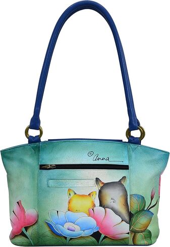 Anna by Anuschka Genuine Leather, Hand-painted Original Art - Women's Organizer Tote Bag, Denim Floral Paisley in Saudi Arabia