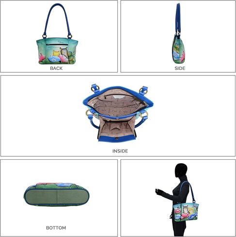 Anna by Anuschka Genuine Leather, Hand-painted Original Art - Women's Organizer Tote Bag, Denim Floral Paisley in Saudi Arabia
